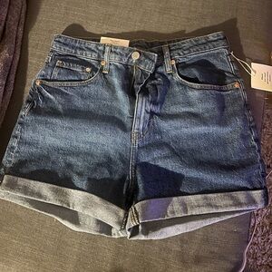 High waisted denim mom shorts